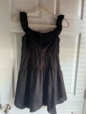 wild fable Black Ruffle-Strap Tiered Mini Dress